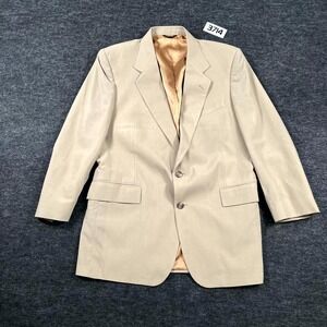 Barry Manufacturing Blazer Jacket Men 42 Beige Lined Notch Lapel Single Breasted